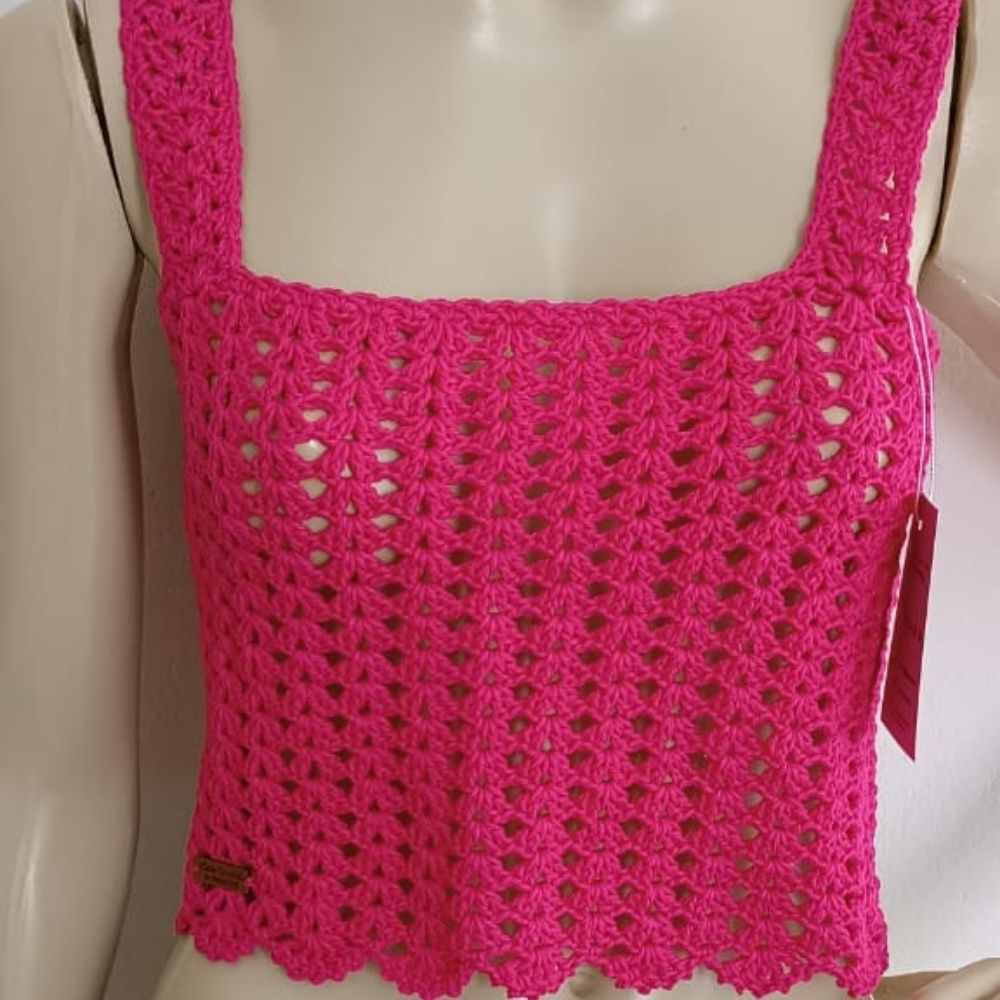 Cropped Solara em Crochê Artesanal 9 Cropped Solara em crochê artesanal Tutti-Frutti - peça feminina feita à mão em fio 100% algodão | Clau Crochê