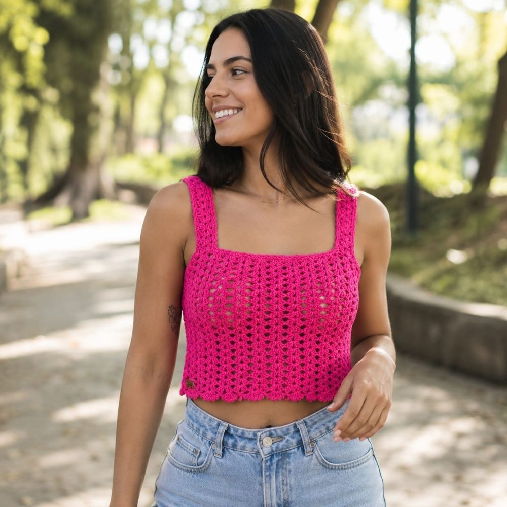 Cropped Solara em Crochê Artesanal 10 Cropped Solara em crochê artesanal Tutti-Frutti - peça feminina feita à mão em fio 100% algodão | Clau Crochê