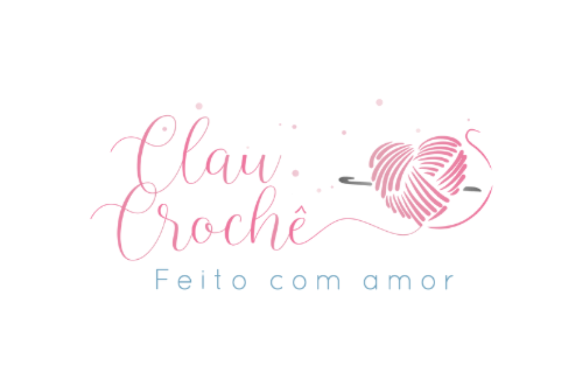 Logo da marca Clau Crochê com a frase Feito com amor